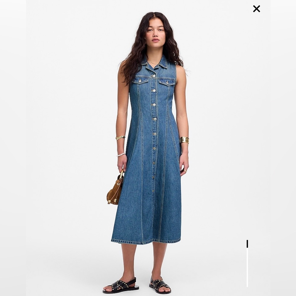 Madewell Denim Pleated Midi Shirtdress
